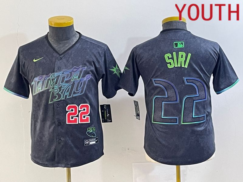 Youth Tampa Bay Rays #22 Siri Black City Edition Nike 2024 MLB Jersey style 2